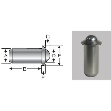 S & W Manufacturing Press Fit Ball Nose, Stl, Stnd, 0.500" SWPF10-8B